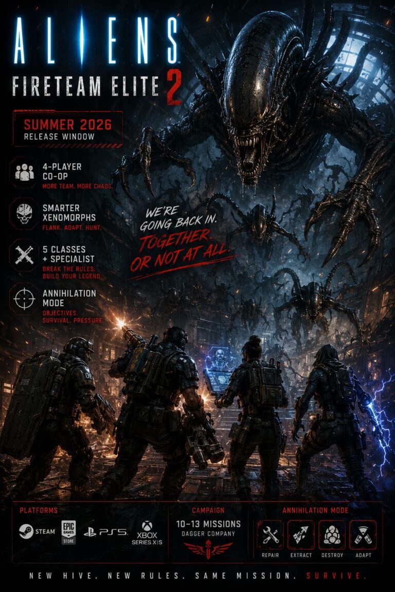 Aliens Fireteam Elite 2 Summer 2026 Release Window: Reborn With Bigger Swarms, Deeper Tactics & Anime-Level Intensity!